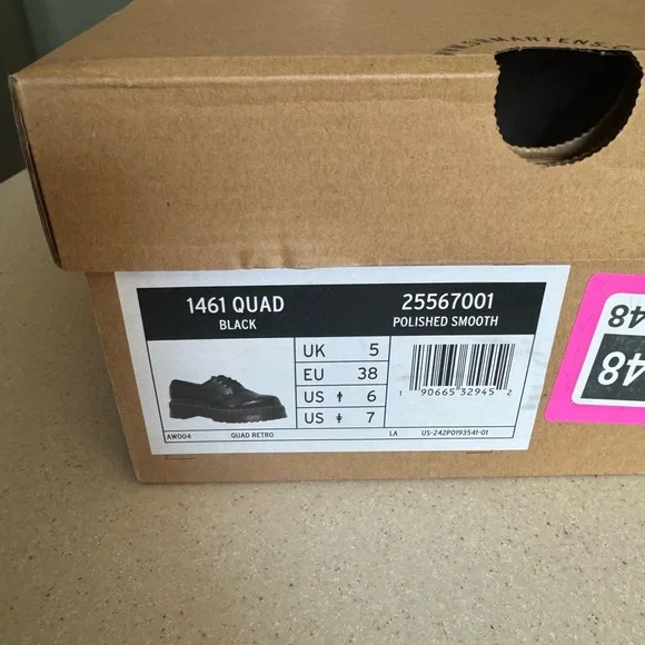 Dr Martens 1461 Quad Polished Smooth Black Platform Shoe Women’s Size 7 - Picture 4 of 4